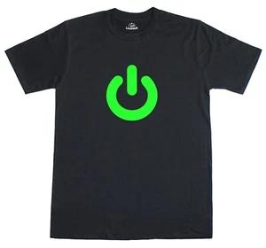 Glow In The Dark Power On Print Gadget Geek Mens Loose Fit Cotton T-Shirt