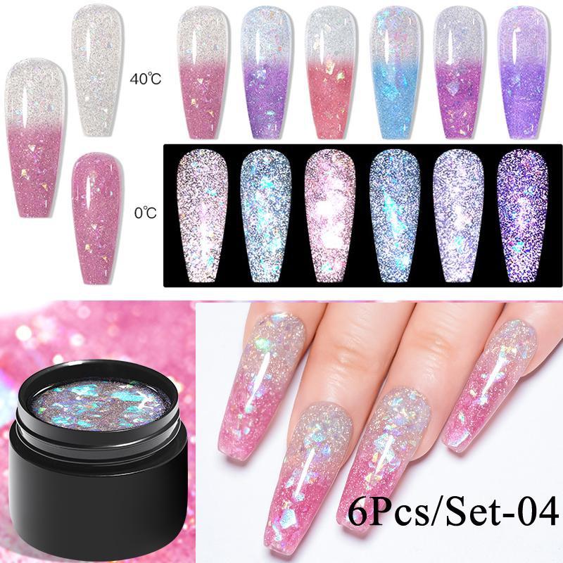 

MEET ACROSS 6 шт./компл. термогель для ногтей, изменяющий цвет при температуре, замачиваемый УФ/светодиодный гель-лак для ногтей, лак-гель, стойкий лак 6Pcs/set-04