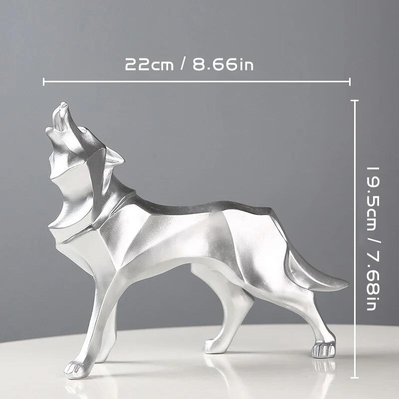 Modern Abstract Wolf Figurine - Geometric Animal Statue for Home or Office Resin Wolf Sculpture Handicraft
