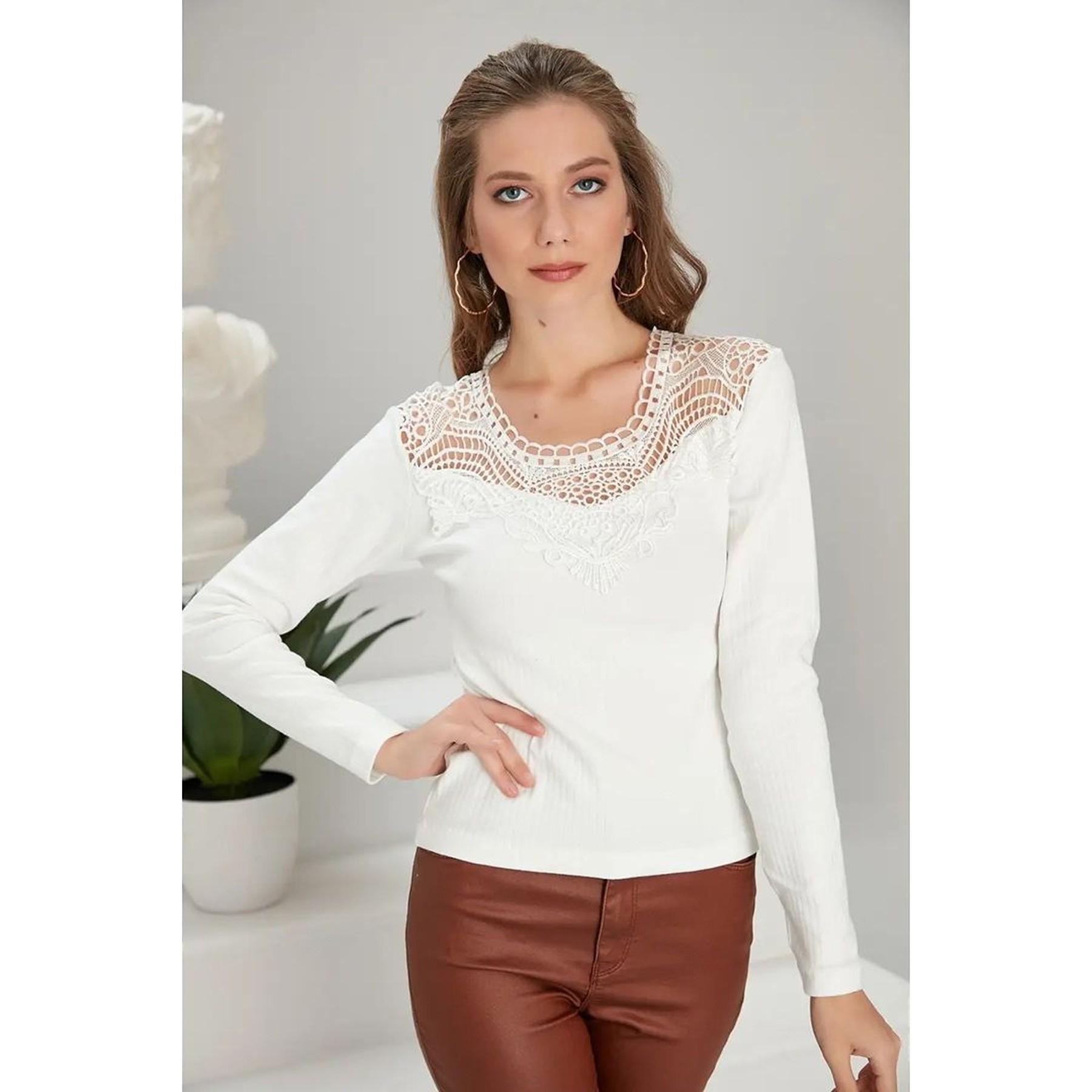 

Кружевная блузка на бретелях с отделкой S чёрный