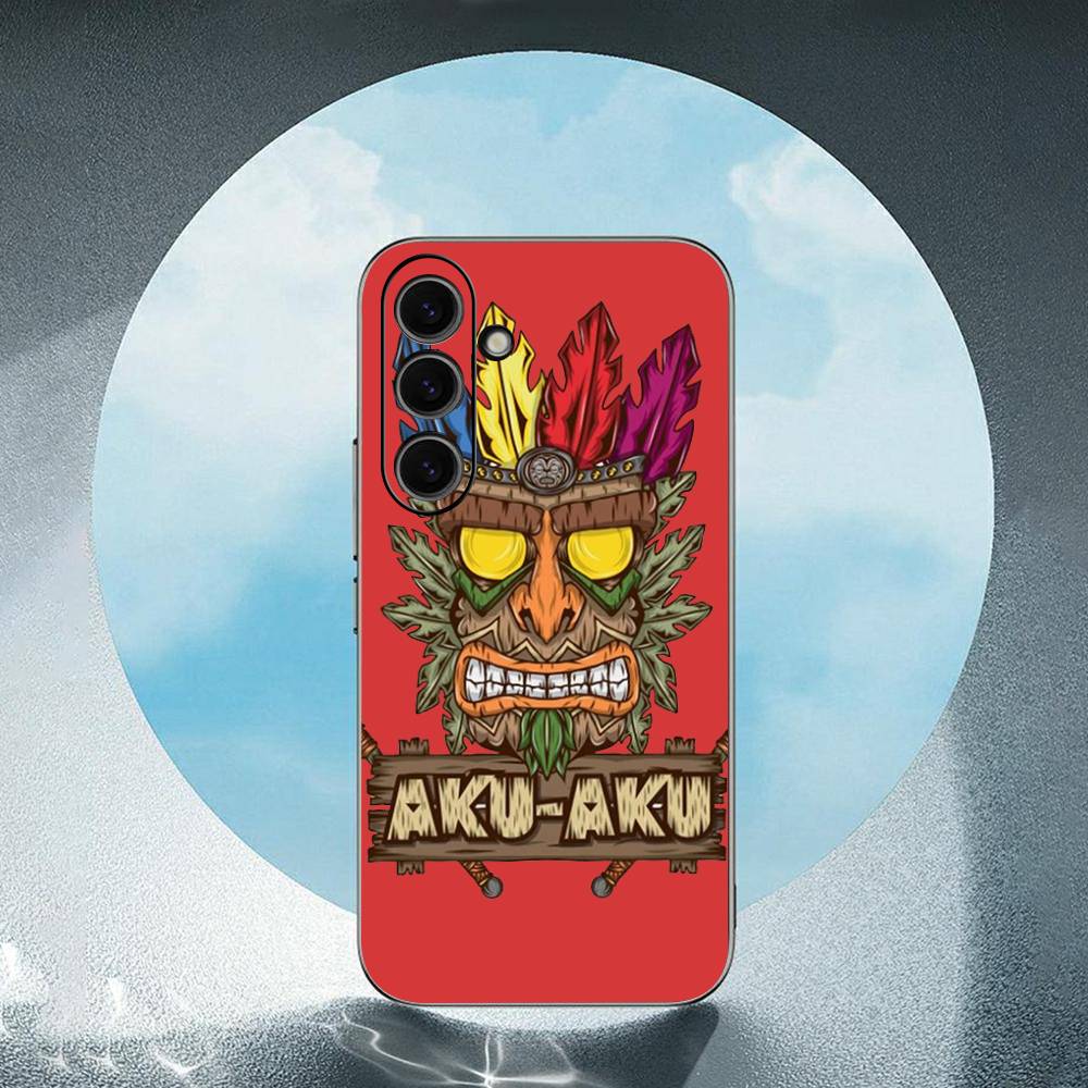 Aku Aku Crash For Samsung Galaxy S25 S24 S23 Ultra S22 S21 Plus S20 Black Soft Silicone Protective Case