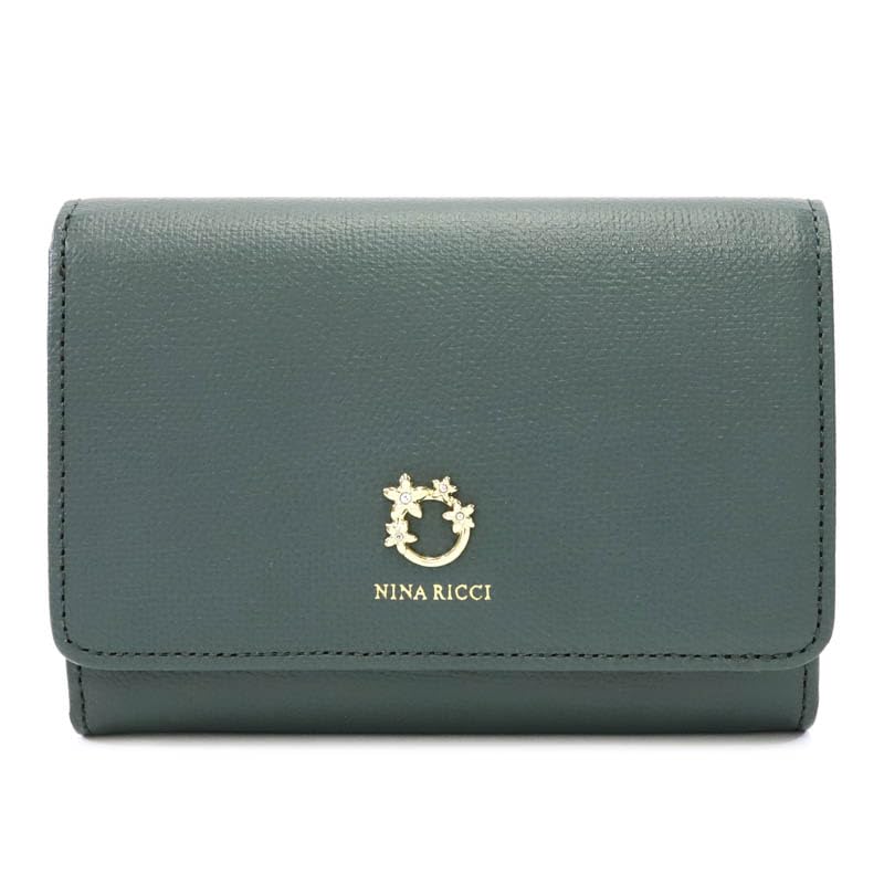 

Nina Ricci Jardin Purse Bifold Wallet Green 85-1161 зелений