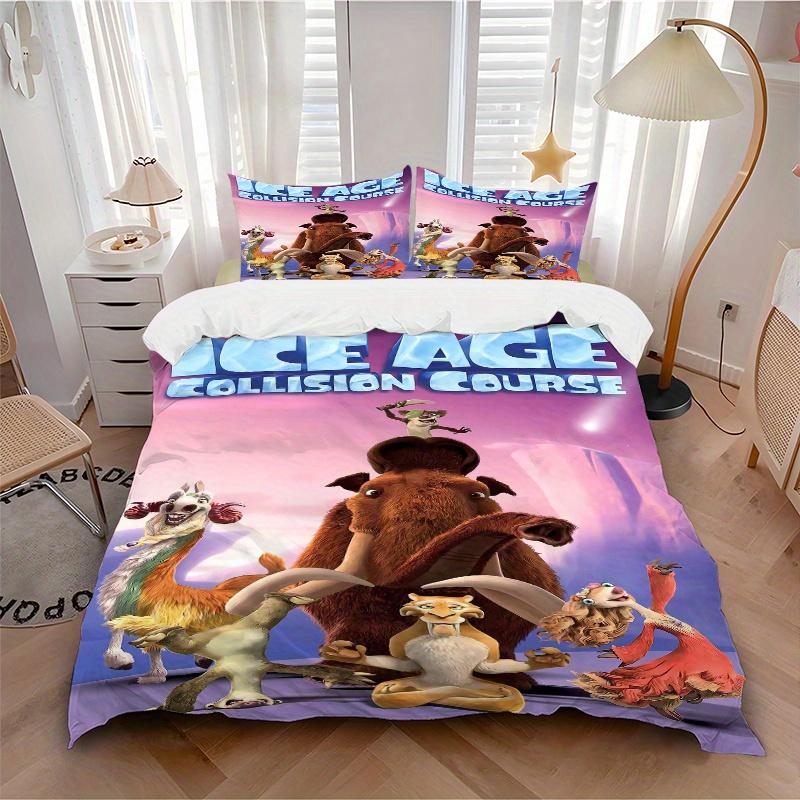 3pcs Ice Age Collision Course Disney Printed Bedding Set, Soft and Comfortable Quilt Cover for Bedroom, Guest Room F045