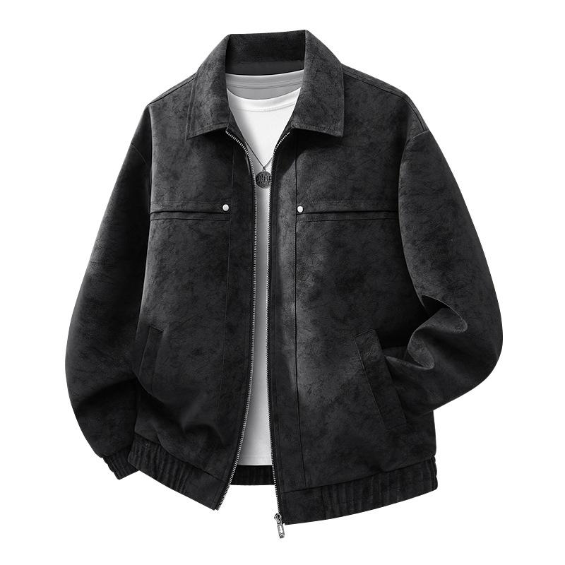 New leather jacket men's autumn and winter large size jacket leather jacket men's business lapel suede men's leather jacket