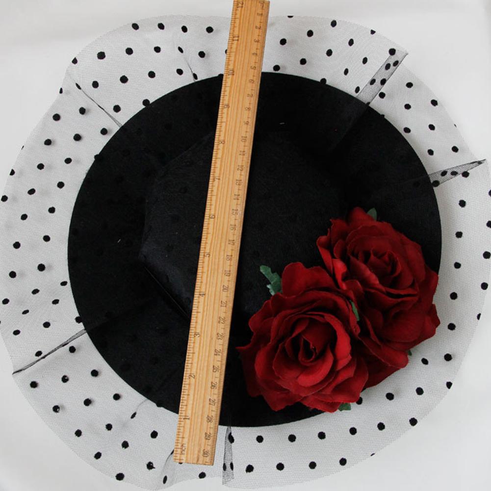 Women Retro Elegant Rose Net Yarn Little Hat Headdress Hair Ornaments for Wedding Banquet