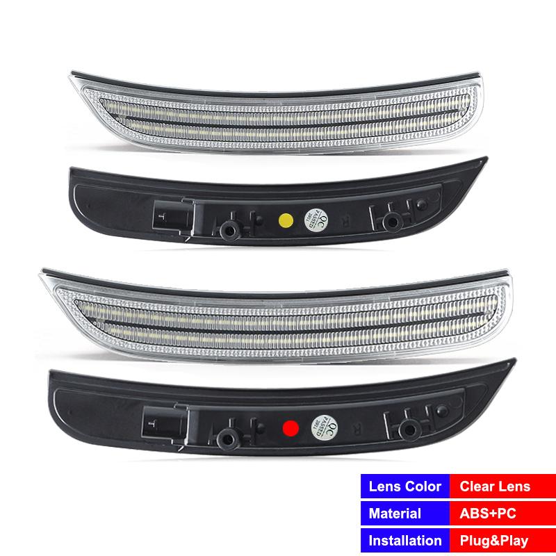 For Dodge Charger 2015-2022 Clear & Smoked Lens LED Side Marker Lamp Amber Front Red Rear Side Fender Reflector Lights