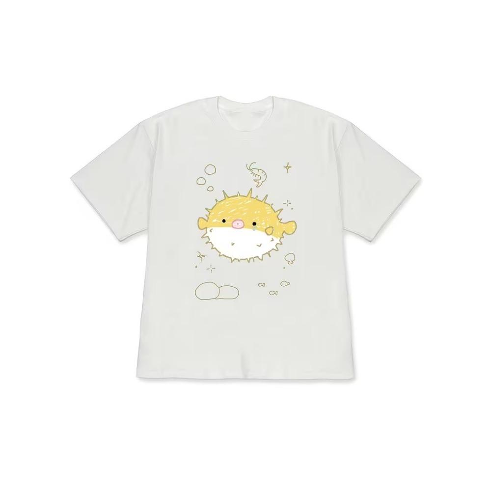 Cute Sea Animal Graphic T-shirt Kawaii Ocean Cartoon Short Sleeve Shirt Loose Fit Summer Beach Streetwear