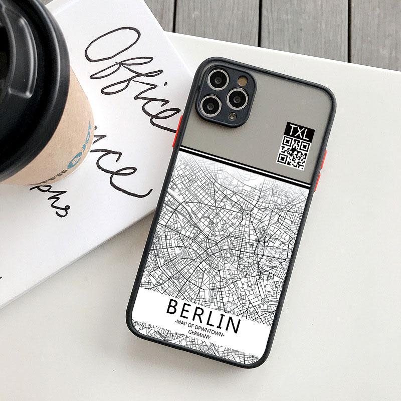 Ins Travel Country Sketch City Map Phone Case For iPhone 8 7 Plus SE2 15 14 11 12 13 Pro Max Mini X XR XS Shockproof Funda Shell
