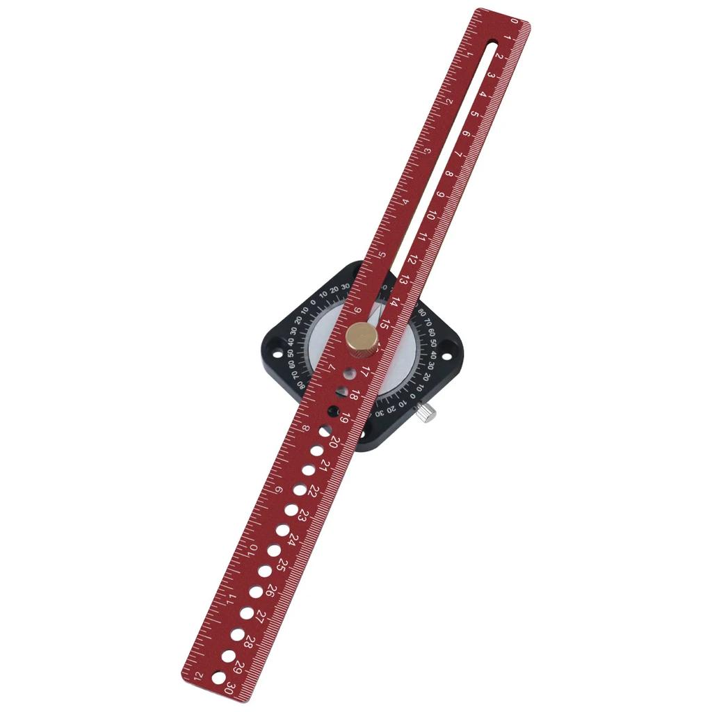 360 Degree Scribe Ruler -Woodworking Square Precision T-Type Hole Ruler Aluminum Slide Ruler - Carpenty Marking Gauge DIY Layout