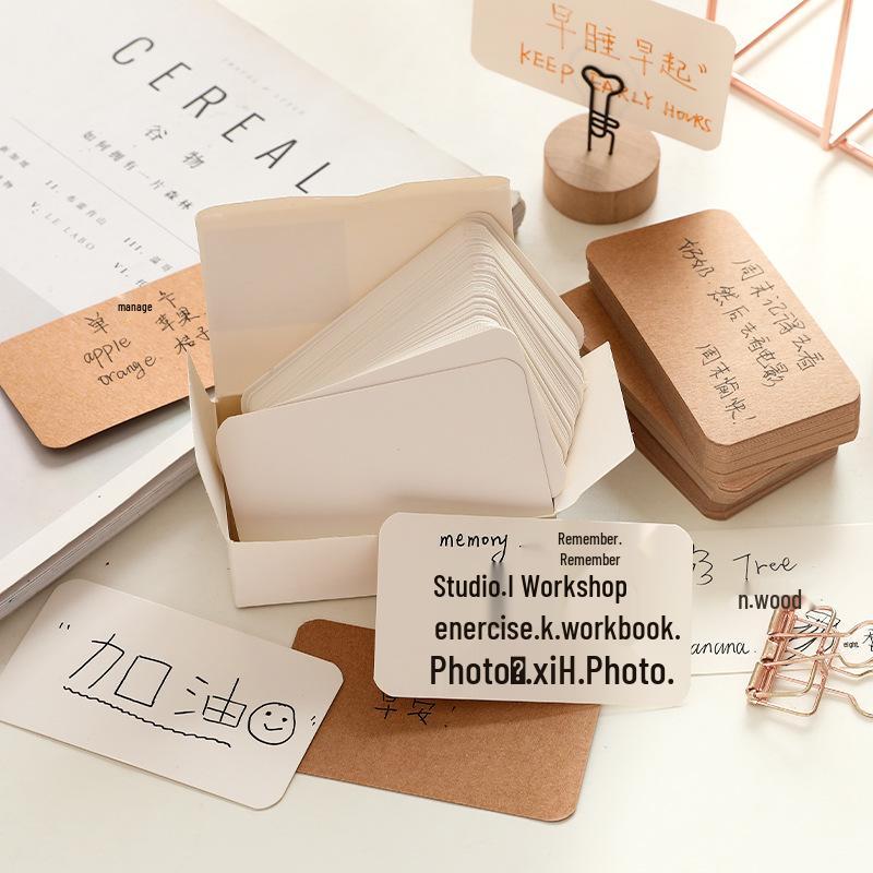 Öğrenci Deri Karalama İngilizce Kelime Kartları: Boş, Sade, Yapışkan Notlu Kutu