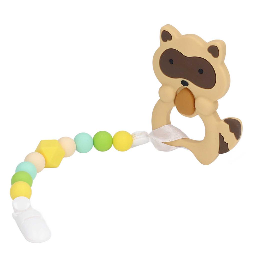 Baby Cartoon Teething Toy Food Grade Silicone Infant Chew Toy Shape and Chain Design
