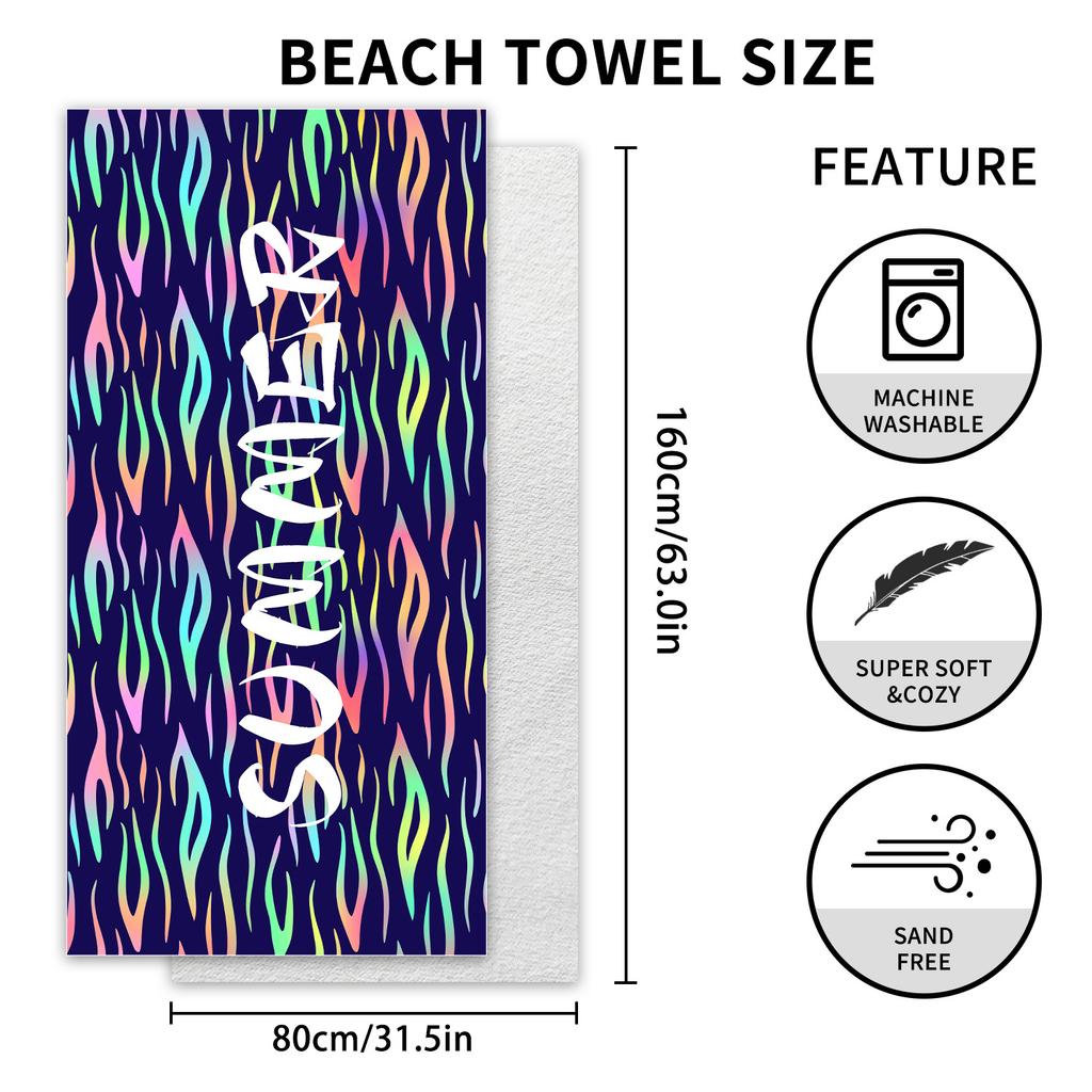 Printed Beach Towel Seaside Vacation Double-sided Velvet Quick-drying Beach Bath Towel Color Printed Absorbent Towel