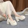 Fashion 2024 Fashion Shoes for Women Women's Pumps Autumn Mary Jane Round Toe Bow Tie Solid Platform Chunky Heels Shallow Shoes Heels