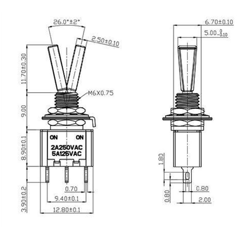 Automatic Reset 2/3-Speed Rocker Switch, Spring Return, 3-Pin Flat Handle, Model Aircraft Remote Controller Toggle Lever