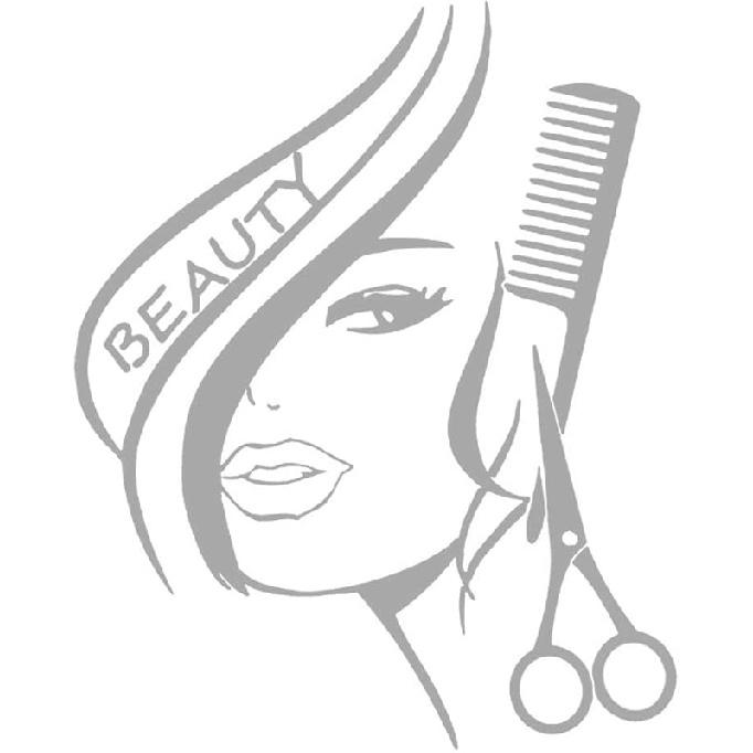 BIBITIME Modern Fashion Beauty Girl Cut Hair with Scissors Comb Barber Shop Wall Decal Window Sticker Hairdressing Salon Creative Personality Vinyl