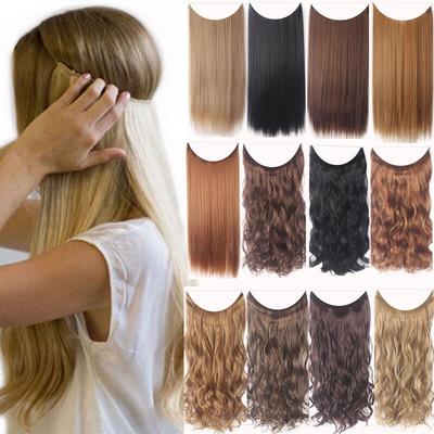 Fashion Thick Clip In Hair Extensions Straight Curls Full Head Hairpiece Clip 