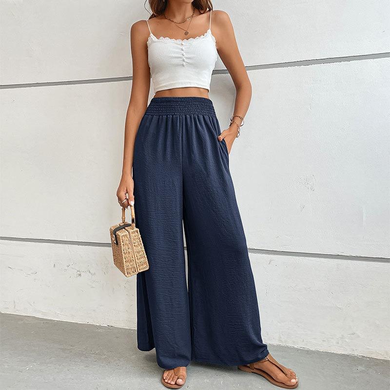 Spring and Autumn Women's Pants Trousers Casual Pants Elastic Waist Wide Leg Pants