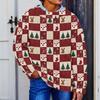 Men's Neck Christmas Print Knit Sweater for Fall and Winter
