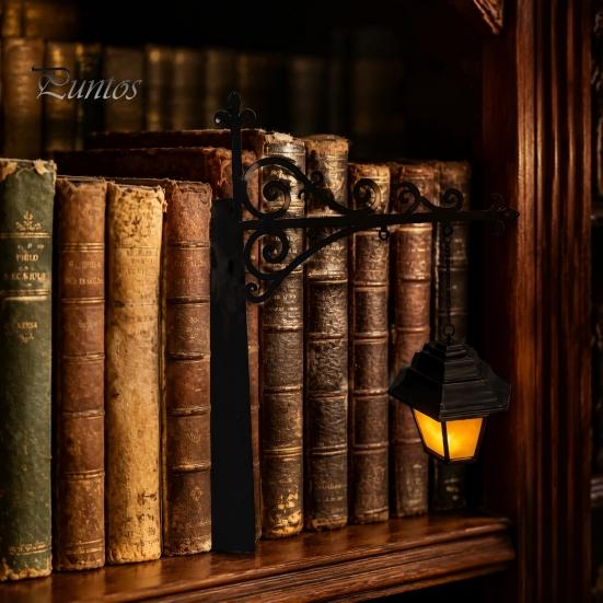 Vintage Style Book Light Lantern/Ghost Bookshelf Light, Metal Desk Lamp with Warm Lighting, Reading Retro for Lovers & Library Study Room Accent