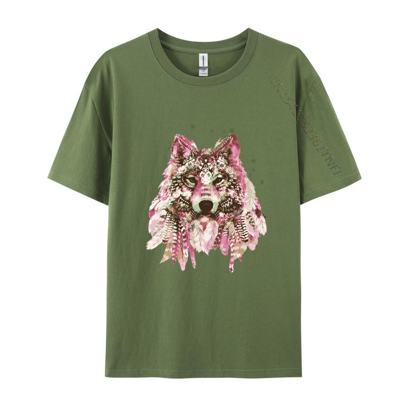 Clothing Native American Wolf Head Tribal TShirt Men New Design Crazy Tops T Shirt Cotton T Shirts Design