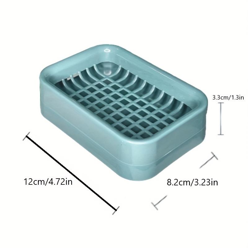 1pc Nordic Creative Soap Dish with Drainage, Double Layer Plastic Rectangular Soap Holder with Lid, Portable Bathroom and Laundry Soap Tray