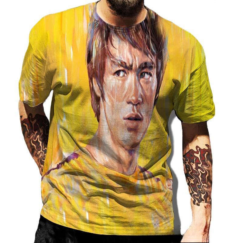 Modisches Herren-Rundhals-Kurzarm-3D-Casual-Farbprint-Casual-Kurzarm-Rundhals-T-Shirt