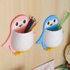 Suporte de Armazenamento de Parede de Pinguim Desenho Animado Fofo Com Instalação Sem Furos Perfeito Para Banheiro Organizador de Escova de Dentes e Artigos de Higiene