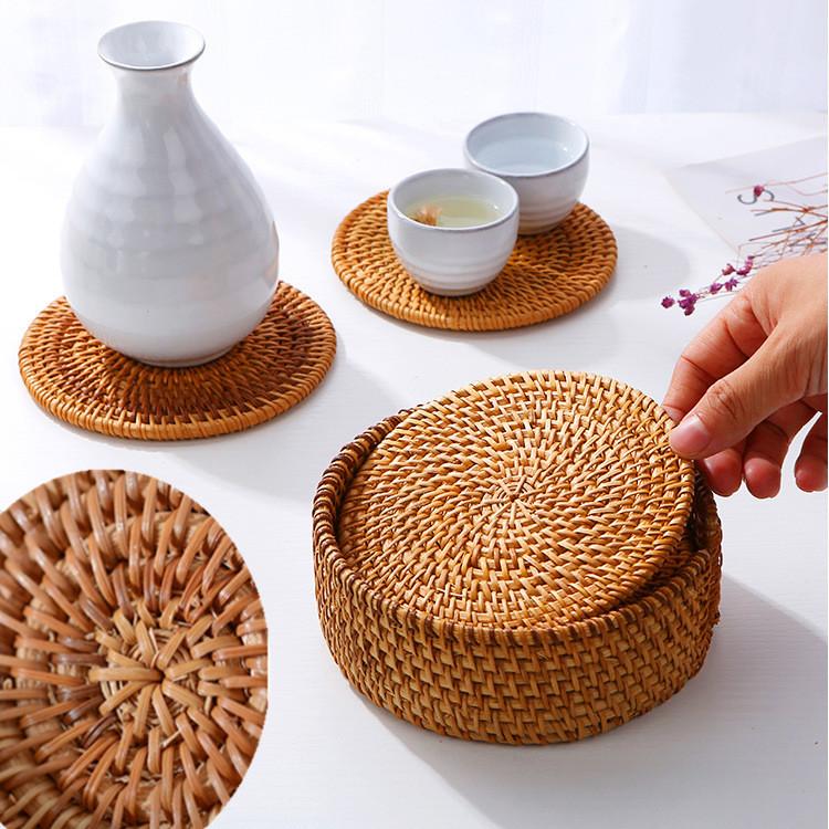 

Вьетнам Осень Ротанг Тканая изоляция Чайные подставки Круглый стол Мат Журнальный столик Мат Осень Ротанг Западный Placemat