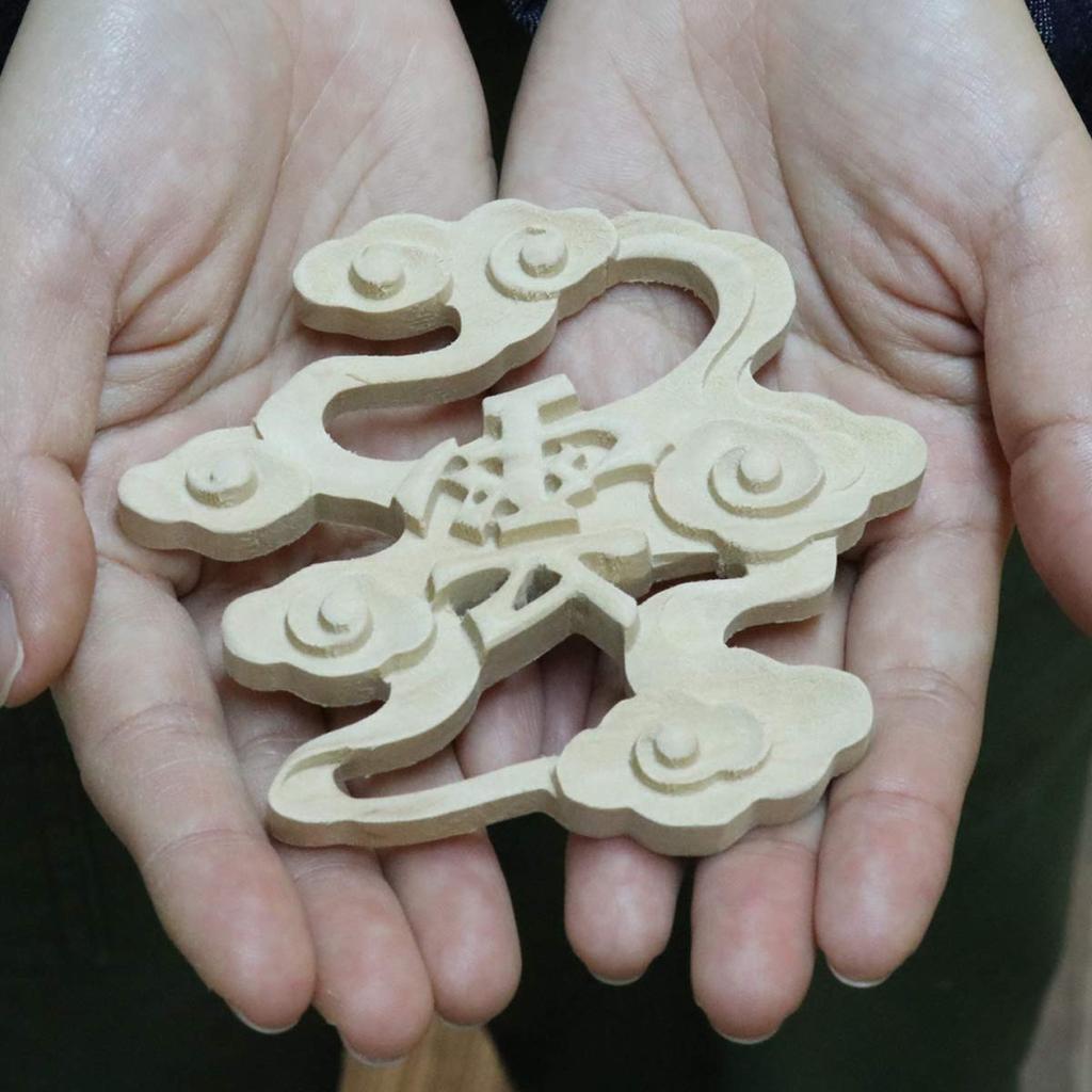 Cloud Wood Carving (Lettering) No. 343, Luxury Version, 10cm X 9cm, Wooden, Shinto Shrine, Cloud, Naamukuma-chan Kobo