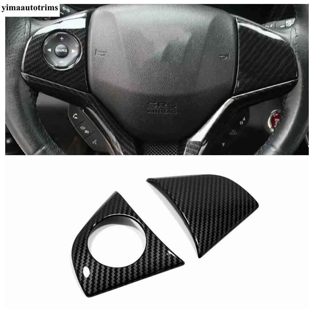 For Honda Vezel HR-V 2014 -  ABS Carbon Fiber Car Steering Wheel Button Frame Decoration Cover Trim Accessories Interior