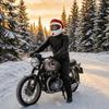 Santa Claus Helmet Hat Christmas Motorcycle Cover, Plush Accessory for Decoration, Xmas Holiday Accessories Men