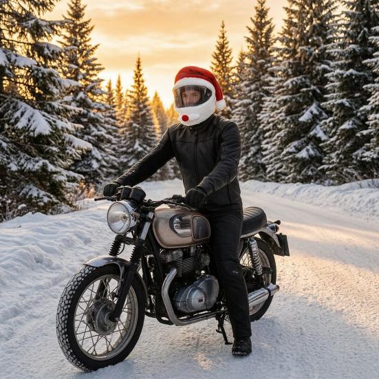 Santa Claus Helmet Hat Christmas Motorcycle Cover, Plush Accessory for Decoration, Xmas Holiday Accessories Men