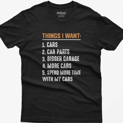 Funny Car Guy Wish List T Shirt Enthusiast Vintage Graphic Stretched Designer Clothes Slightly Streetwear Comfortable