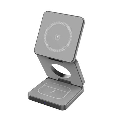 Aluminum Alloy 3 In 1 Wireless Charging Station for Smartphone Magnetic Foldable Travel Charger