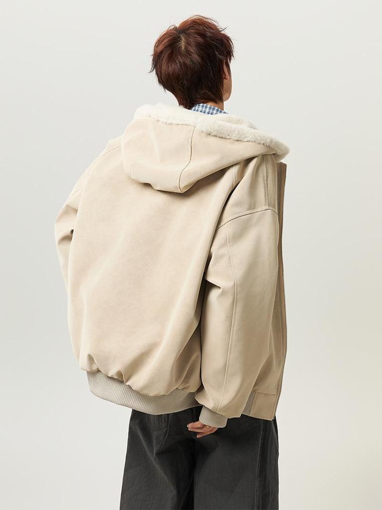 Men's American Retro Hooded Mountain Jacket - Winter Casual Velvet-Lined Cotton with Fur Collar