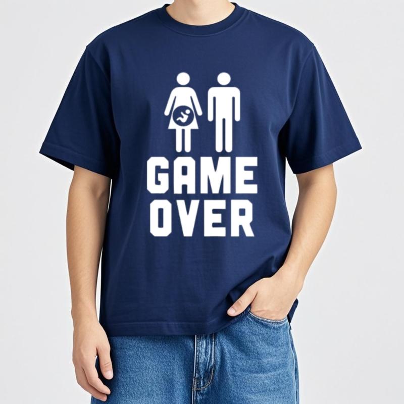 Big Size Tee Soft For Unisex Summer T Shirt Oversized Game Over With Pregnant Unisex And Unisex Classic Unisex Teeshirt Funny Tshirt
