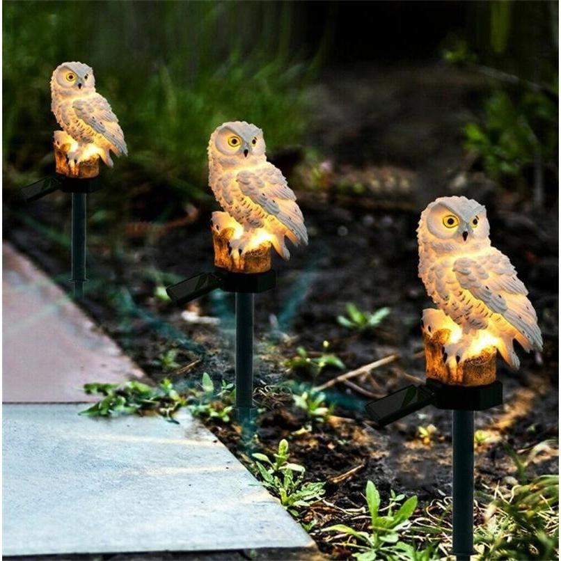 

Solar Resin Owl LED Light Outdoor Waterproof Ground Plug Light Garden Decoration коричневий