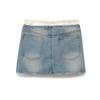Women's Street Patchwork Denim Mini Skirt Retro High Waist Fashion Slim Lace Up Skirt Women's Summer Casual Short Skirt