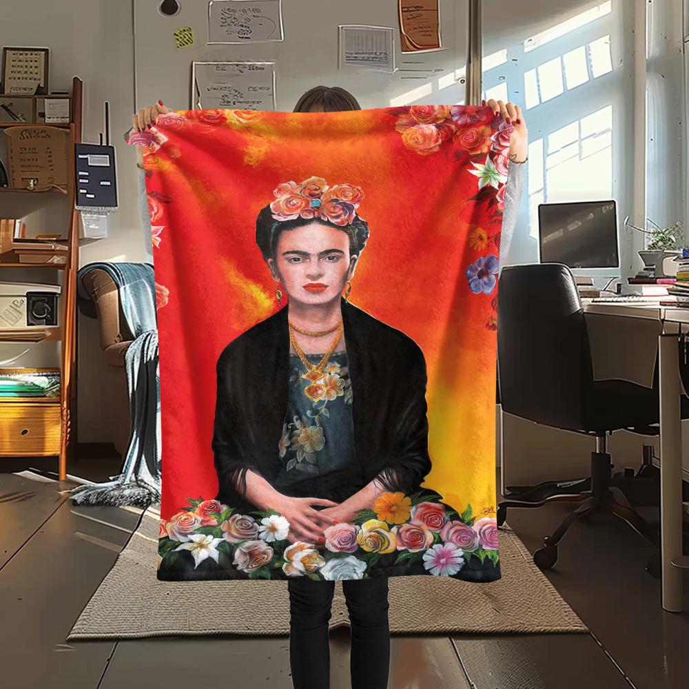 

1Pc Frida Kahlo Print Flannel Blanket, High quality Comfortable for All Seasons, Home Decor, Warmth and Comfort, Perfect for Christmas Gifts 80cm x 120cm