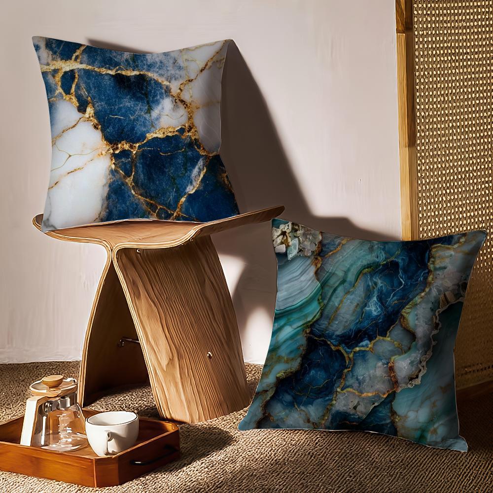 Marble Texture Cushion Cover Anti-dustmite Pillowcase Invisible Zipper Silky Short Plush Sofa Cushion Cover
