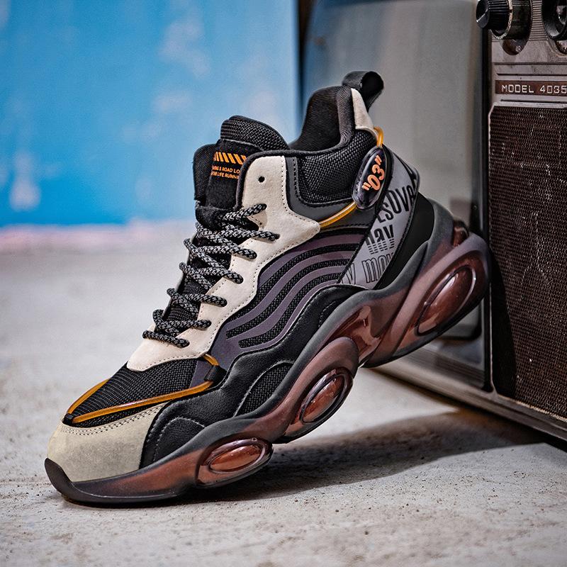 Men's Shoes Autumn High-top Casual Sports Shoes Men's Versatile Thick-soled Non-slip Dad Shoes