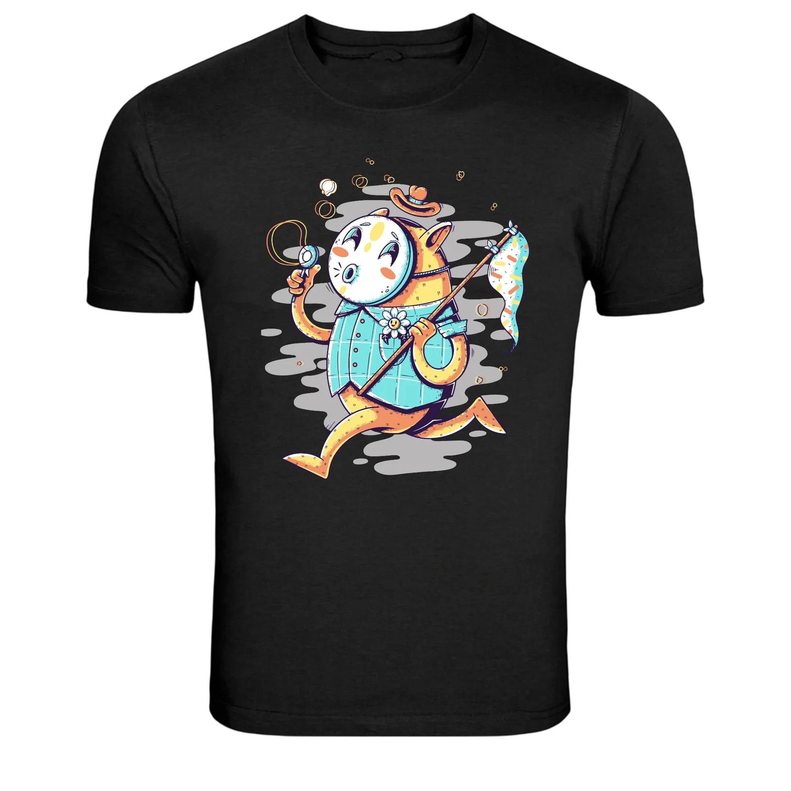 Adventurer Cat With Magnifying Glass Graphic T-Shirt 3XL