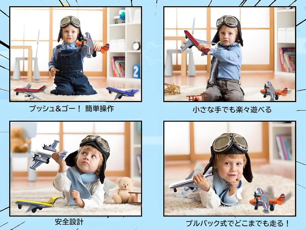 YoXinKau 6-Piece Toy Airplane Set, Kids Toys, Alloy Airplane Models, Birthday & Christmas Gifts for Children