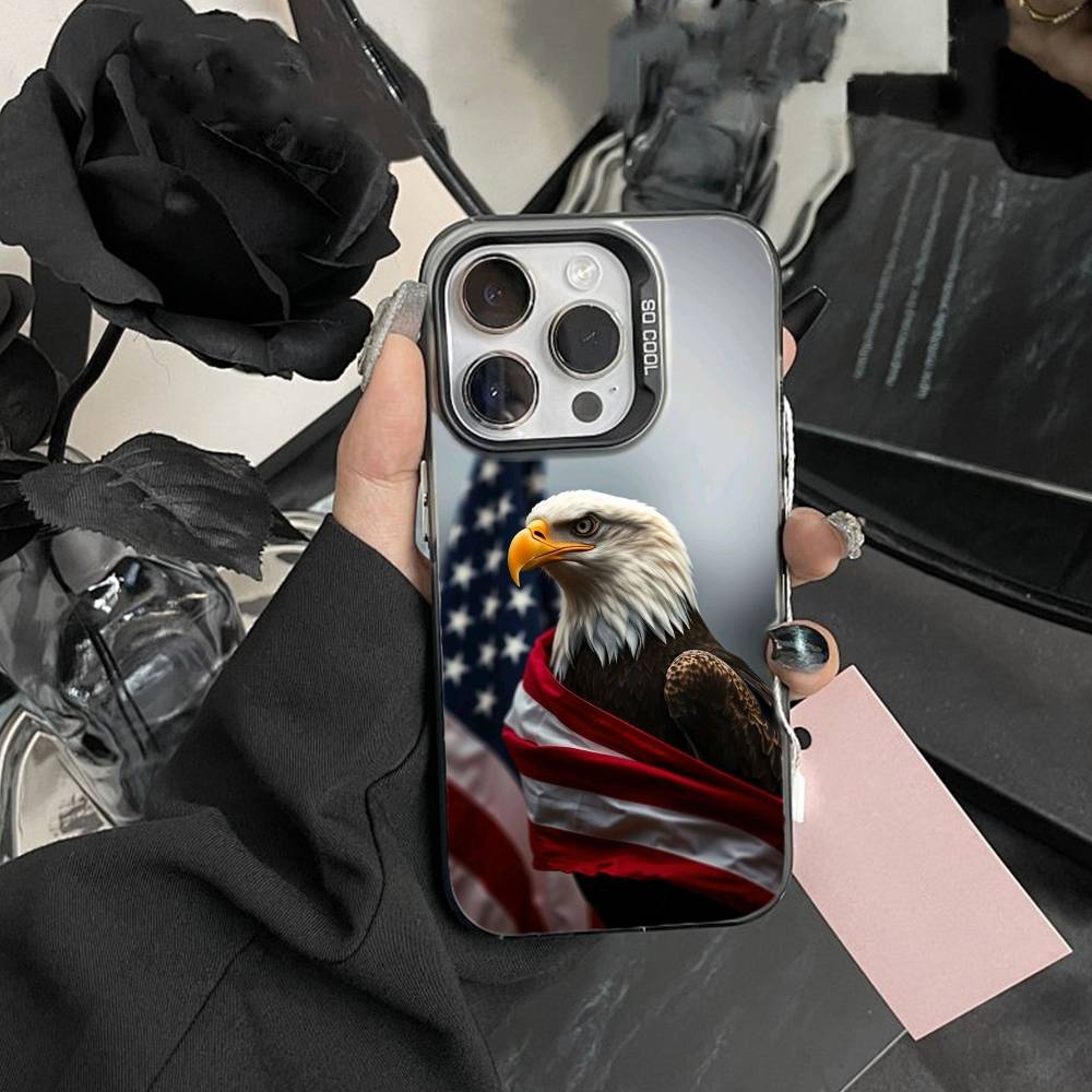 Cool Eagle Phone Case For iPhone17, 16,15,14,13,12 Pro Max Black Candy Matte Shockproof Cover