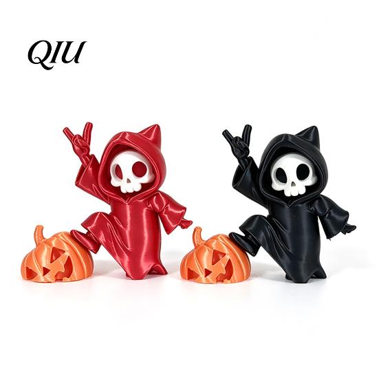 Exquisite Skull Model Mini Grim Reaper Statue, 3D Printed Pumpkin Figurine, Car Interior Accessory Cute Gothic Dashboard for Office Desk, Home