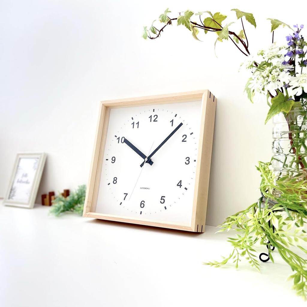 KATOMOKU square clock Maple wall clock with continuous second radio H. km-37HM hand, approx. 25.7cm (SKP clock)