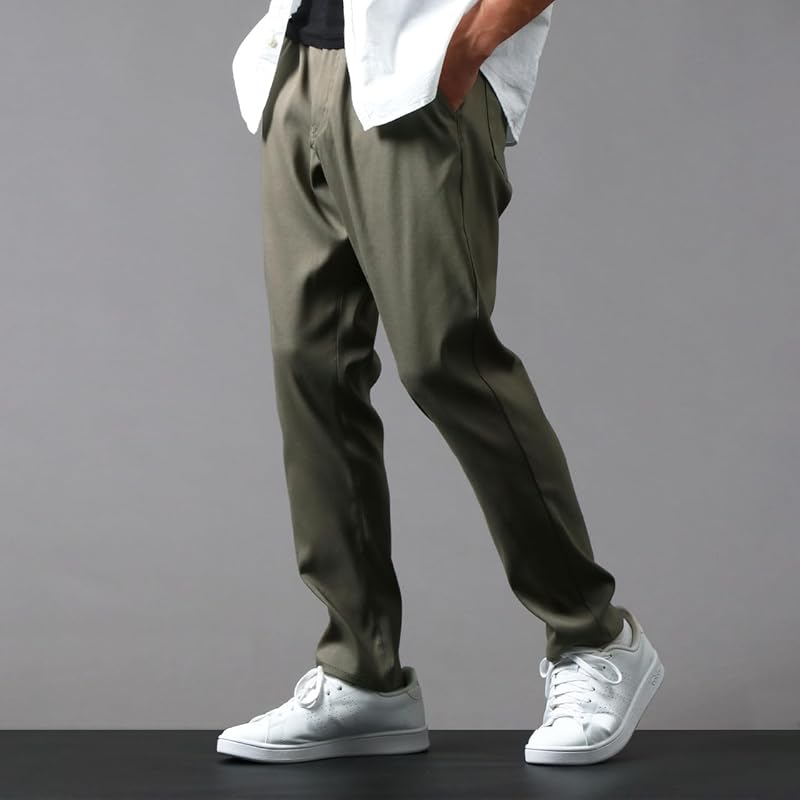 [M.R.U.] stretch pants men's chino pants long pants Cool touch sensation stretch Sweat absorbent and quick drying lightweight Relaxing khaki M