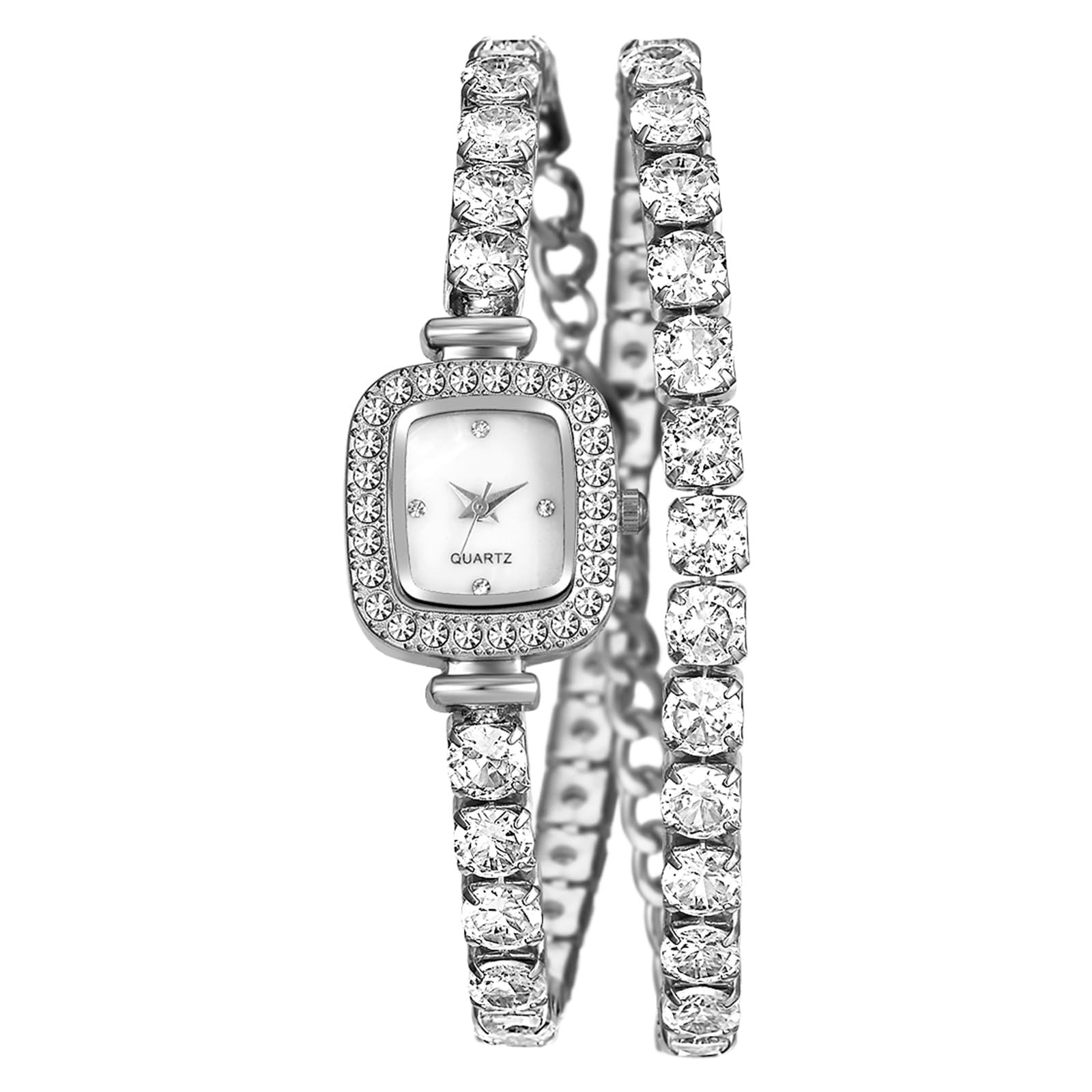 Women s Bracelet Watch with Analog Display and Waterproof Design: Cute and Stylish Sparkling Diamond Square Quartz Watch, Fashionable Accessory for