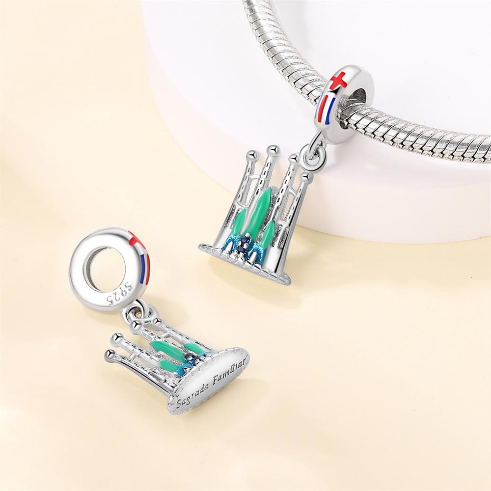 Plated 925 Silver Wings earphones Charms Fit 925 Charms Bracelet Beads Jewelry Gifts for Women