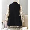 Loose Fit British Style Double Back Slit Vest Sleeveless Jacket Casual Korean Coat